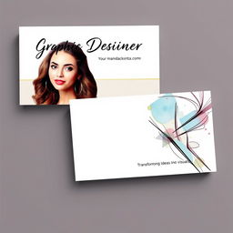 A stylish and modern business card design for a female graphic designer's online business