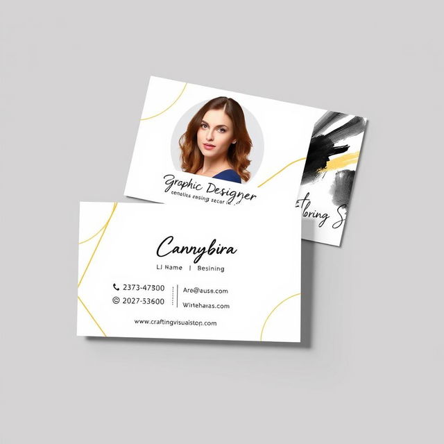 A modern and stylish business card design for a female graphic designer's online business