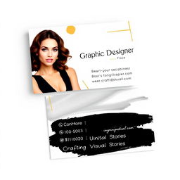 A modern and stylish business card design for a female graphic designer's online business