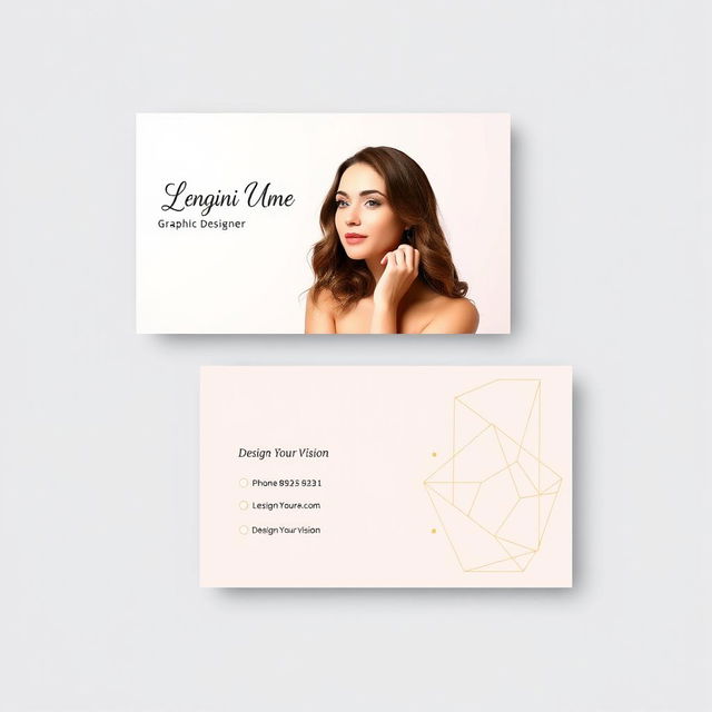 An elegant and contemporary business card design for a female graphic designer's online business