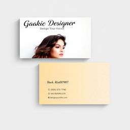An elegant and contemporary business card design for a female graphic designer's online business