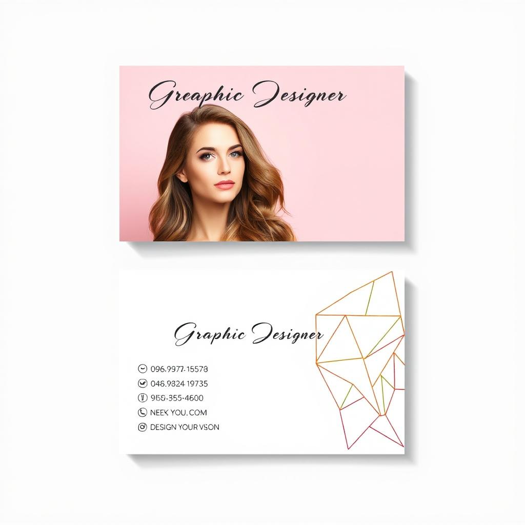 An elegant and contemporary business card design for a female graphic designer's online business