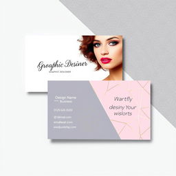 An elegant and contemporary business card design for a female graphic designer's online business