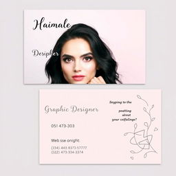 A sophisticated and creative business card for a female graphic designer's online business