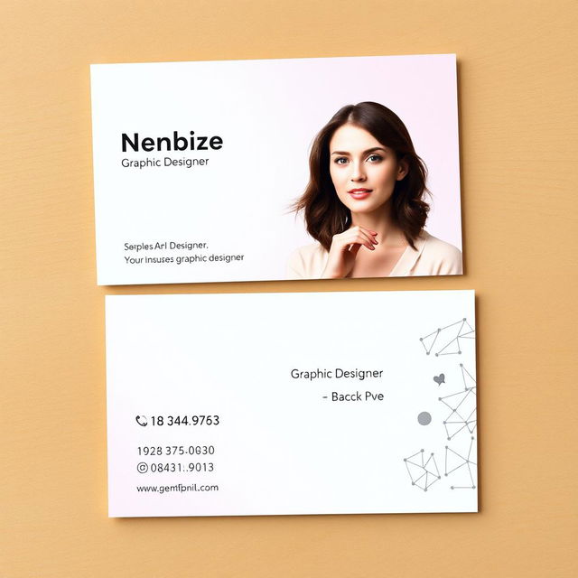 A sophisticated and creative business card for a female graphic designer's online business