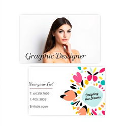 A stylish and contemporary business card for a female graphic designer's online business