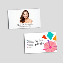 A stylish and contemporary business card for a female graphic designer's online business