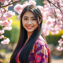 A stunning portrait of a beautiful Asian woman, showcasing her radiant skin and graceful features