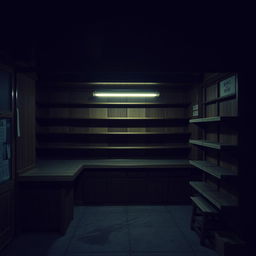 A nostalgic scene of a 1990s traditional market shop, closed for the day