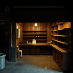 A nostalgic scene of a 1990s traditional market shop, closed for the day
