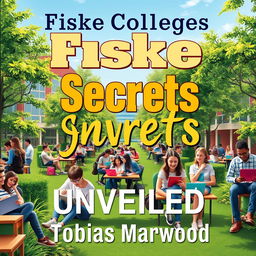 A realistic background image of a vibrant college campus featuring students engaged in study groups and using laptops