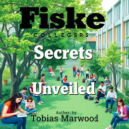 A realistic background image of a vibrant college campus featuring students engaged in study groups and using laptops