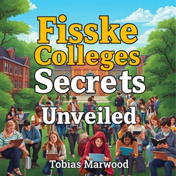 A realistic college campus background image, filled with students engaged in study groups and using laptops