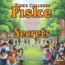 A realistic college campus background image, filled with students engaged in study groups and using laptops