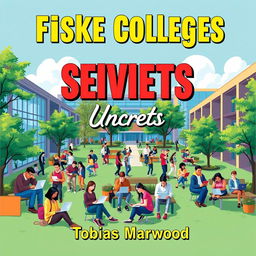 A realistic college campus scene filled with diverse students actively engaged in study groups and using laptops