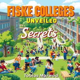 A realistic college campus scene filled with diverse students actively engaged in study groups and using laptops