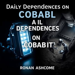 A dramatic split image cover design for a book titled 'Daily Dependencies on Cobalt' by Ronan Ashcombe