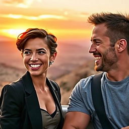 A dynamic and captivating portrait of Emilia Clarke and Paul Walker, showcasing their charismatic personalities