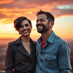A dynamic and captivating portrait of Emilia Clarke and Paul Walker, showcasing their charismatic personalities