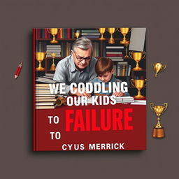 A flat book cover design titled "We Coddling Our Kids to Failure" by Cyrus Merrick
