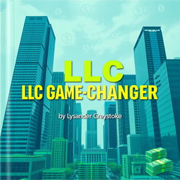 A flat cover design that fully fills the square with a realistic cityscape featuring skyscrapers, symbolizing business success and growth