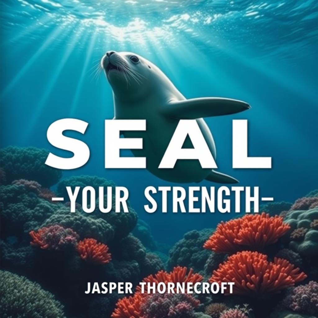 A flat book cover design featuring the title 'SEAL-Your-Strength' in large, dynamic font at the center, showcasing a bold and eye-catching design