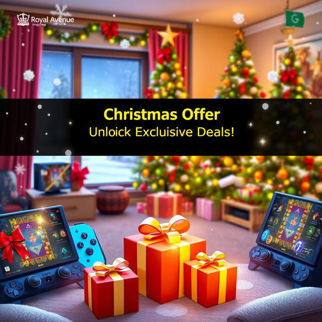 A promotional Christmas offer for Royal Avenue gaming platforms