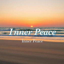 A serene landscape cover design, featuring a peaceful beach at sunrise with soft colors reflecting on the gentle waves