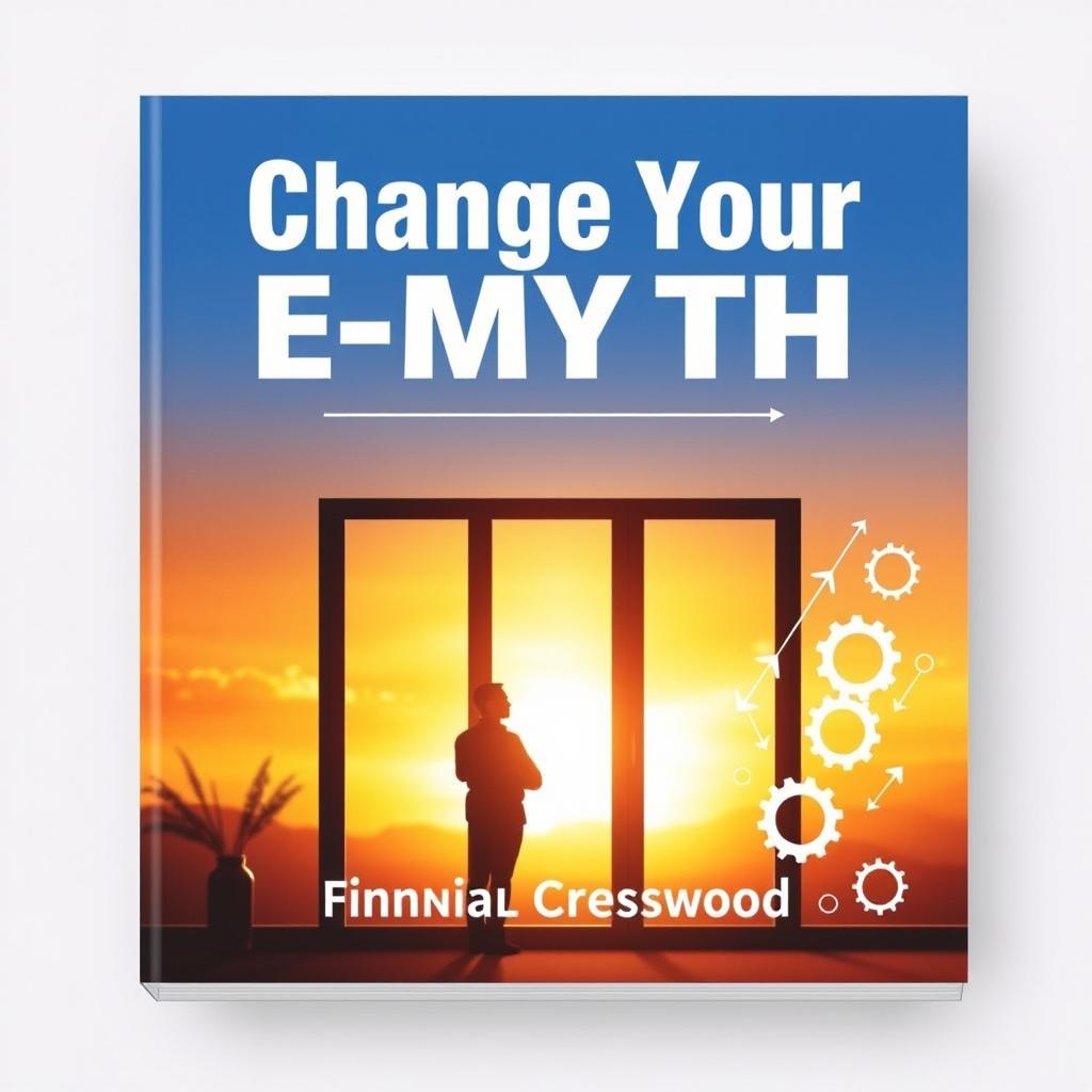 A flat book cover design featuring the title 'Change Your E-Myth' in bold, large font centered at the top