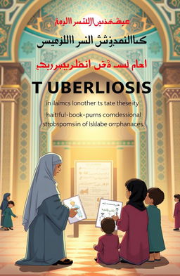 A cover design for a book about preventing the transmission of Tuberculosis in Islamic orphanages, featuring a serene and hopeful atmosphere