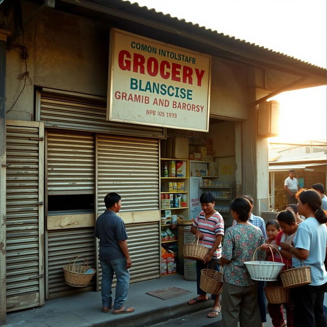 A small grocery store in a traditional East Javanese market, permanently closed and bankrupt in the 1990s