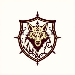 A logo design for a university inspired by werewolf symbols, featuring intricate, hand-drawn styles similar to those found in the Harry Potter logo