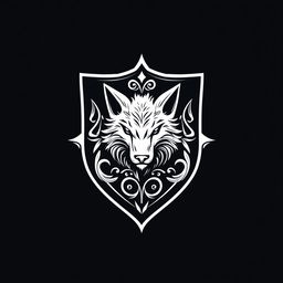 A logo design for a university inspired by werewolf symbols, featuring intricate, hand-drawn styles similar to those found in the Harry Potter logo