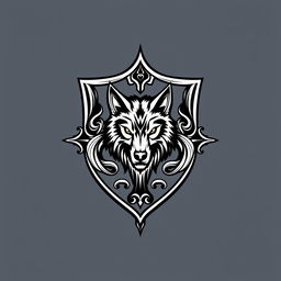 A logo design for a university inspired by werewolf symbols, featuring intricate, hand-drawn styles similar to those found in the Harry Potter logo