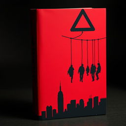 A dramatic and evocative book cover featuring a dark red background with black shapes dominating the composition