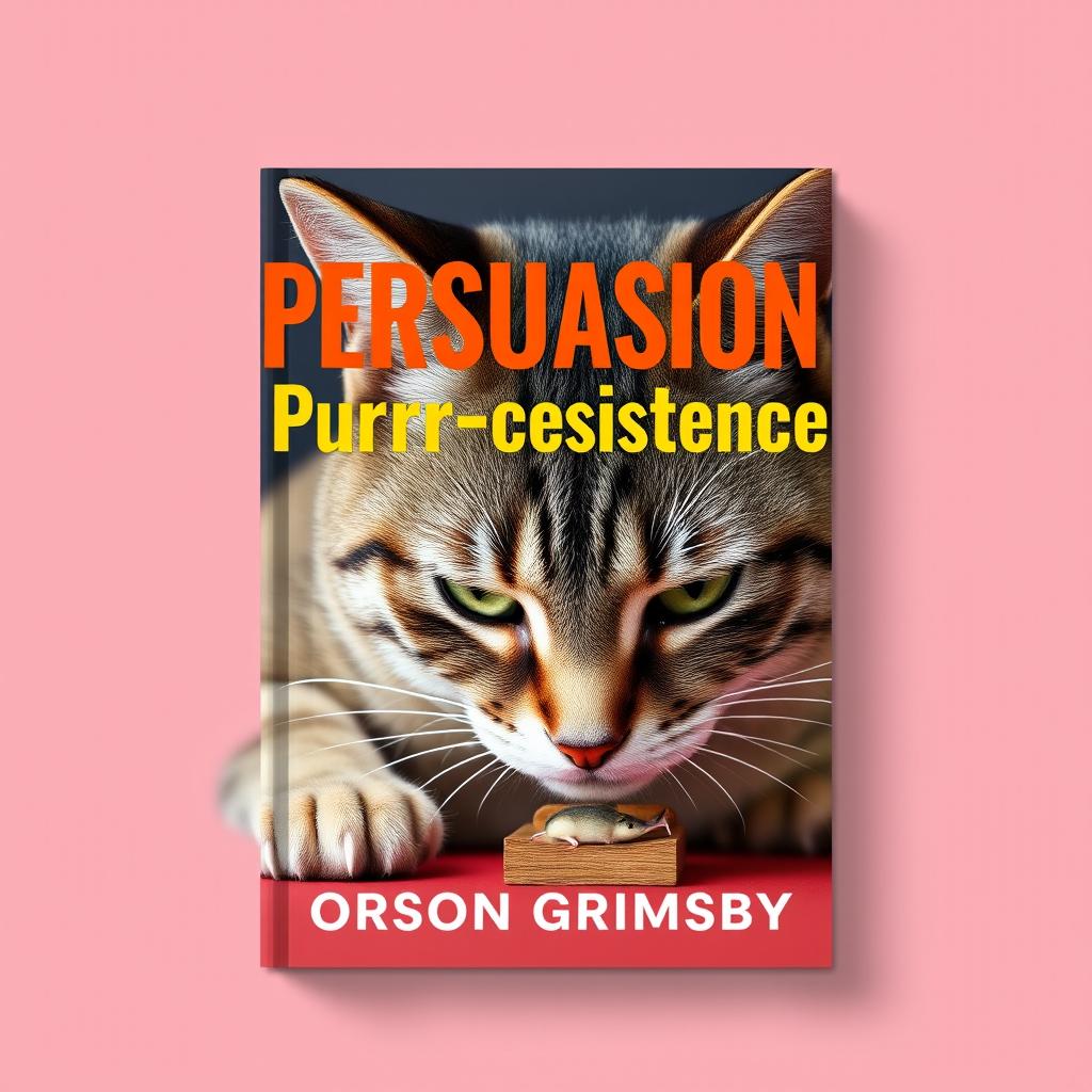 A flat cover design showcasing a large, bold title in a vibrant font that reads 'Persuasion Purr-sistence'