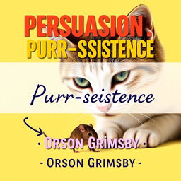 A flat cover design showcasing a large, bold title in a vibrant font that reads 'Persuasion Purr-sistence'