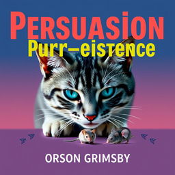 A flat cover design showcasing a large, bold title in a vibrant font that reads 'Persuasion Purr-sistence'