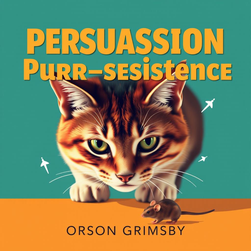 A flat cover design featuring a large, bold title in an eye-catching font that reads 'Persuasion Purr-sistence'