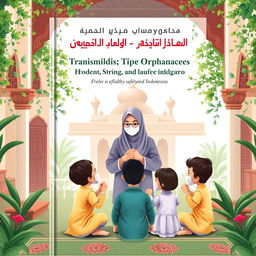 A book cover design dedicated to the prevention of Tuberculosis transmission in Islamic orphanages, illustrating a welcoming and educational environment