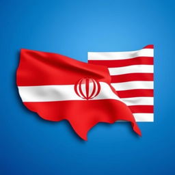 A creative and harmonious blend of the flags of Iran and the United States, showcasing both countries' national colors and symbols
