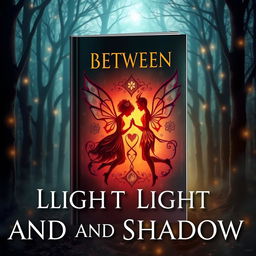 A captivating book cover for a title called 'Between Light and Shadow'
