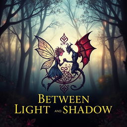A captivating book cover for a title called 'Between Light and Shadow'