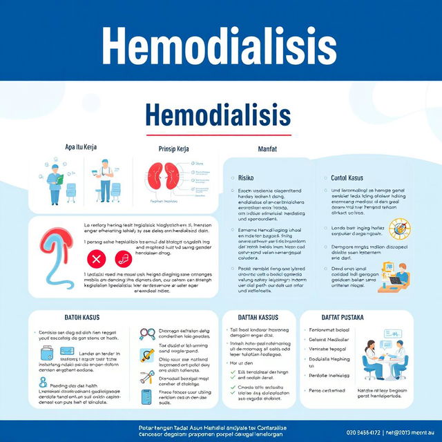 A vibrant and informative A3 poster in Indonesian titled 'Hemodialisis'