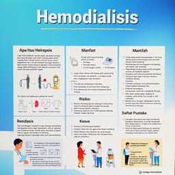 A vibrant and informative A3 poster in Indonesian titled 'Hemodialisis'