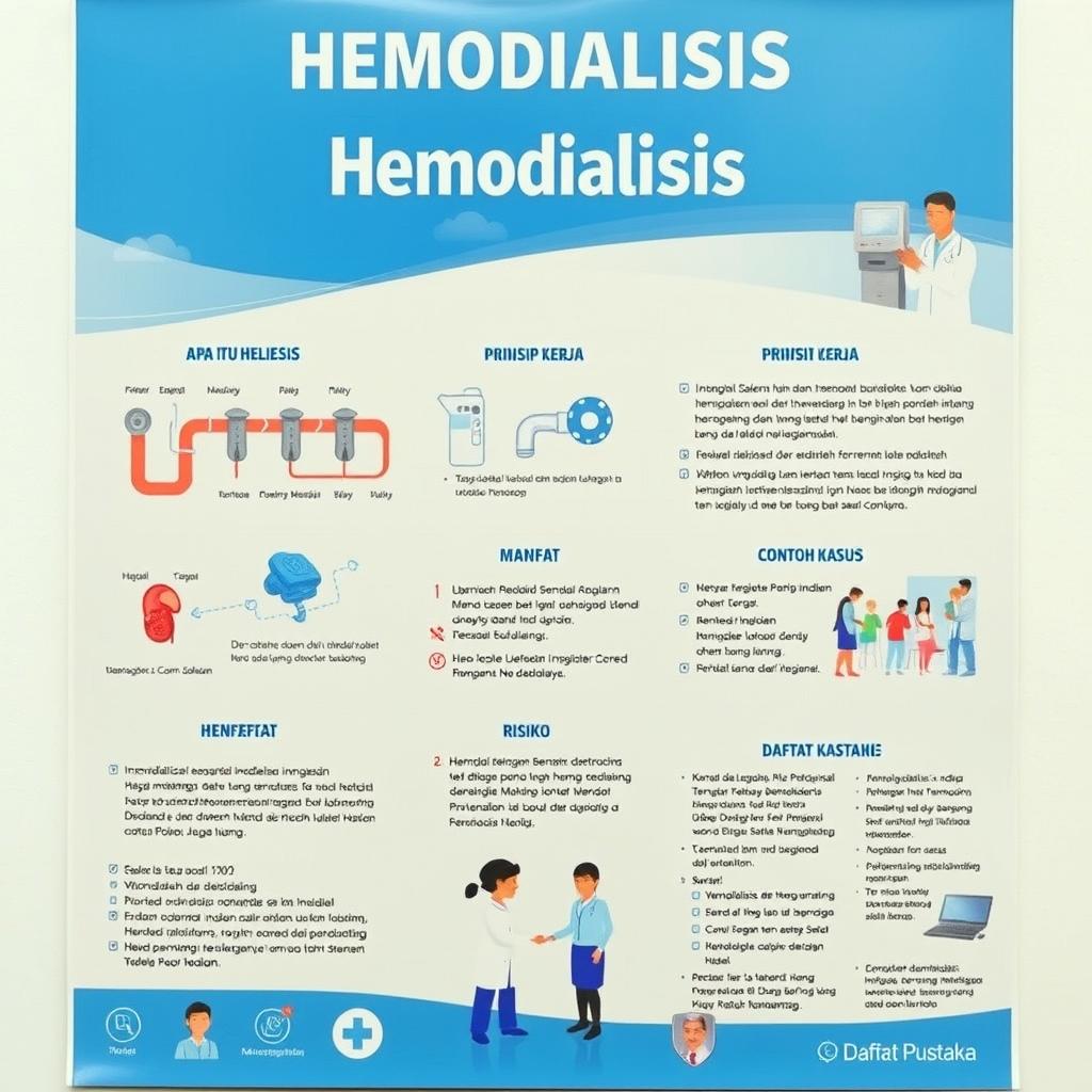 A vibrant and informative A3 poster in Indonesian titled 'Hemodialisis'