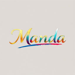 A sleek and elegant logo design featuring the name 'Manda' in a Persian or Arabic typeface, embodying artistic flair and sophistication