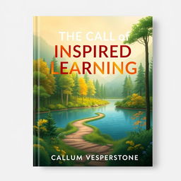 A flat cover design featuring a realistic depiction of a serene landscape that blends a vibrant forest with a tranquil lake, symbolizing growth and harmony