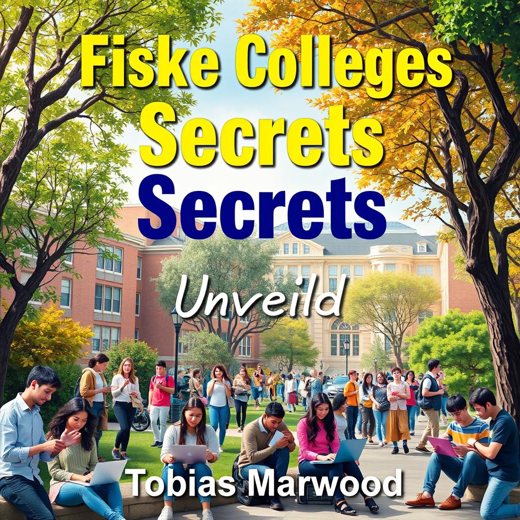 A realistic background image of a vibrant college campus, featuring diverse students engaged in study groups and using laptops