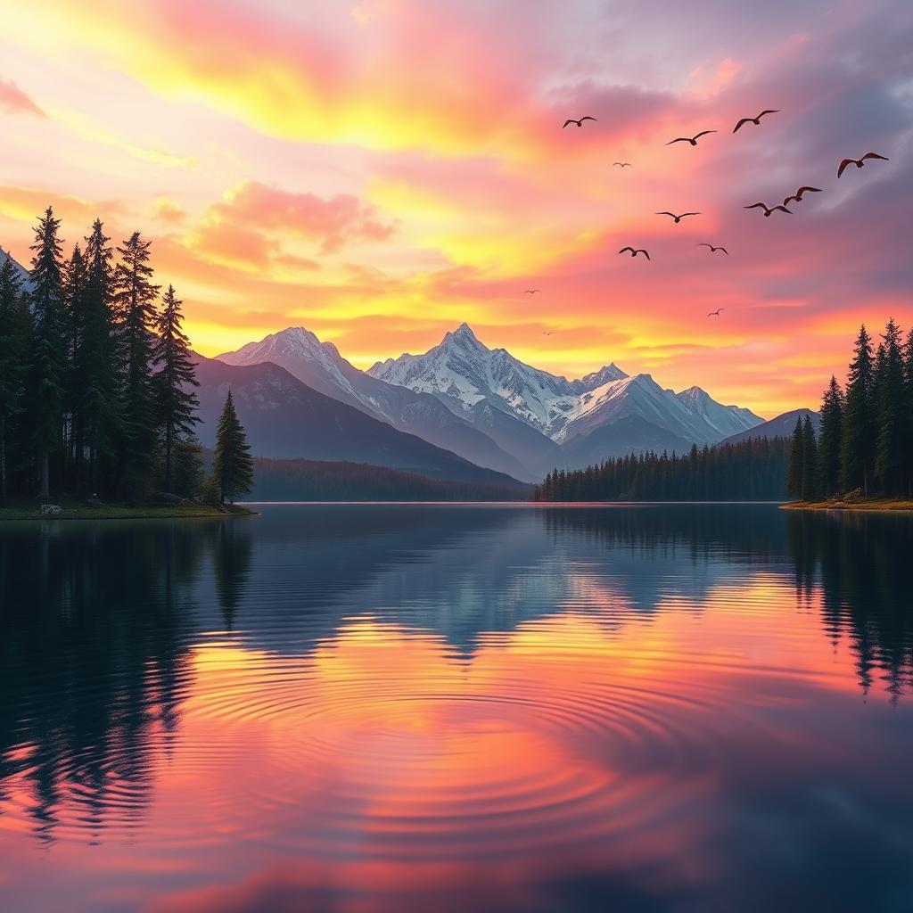 A highly realistic and beautifully composed digital artwork featuring a serene nature scene